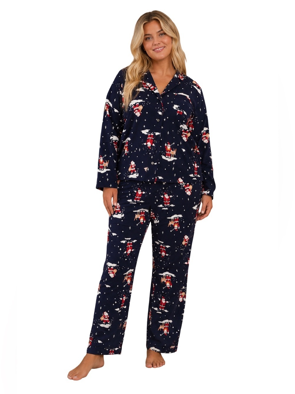 Old Navy Santa clause all over print whimsical festive flannel pajama set NWT XL